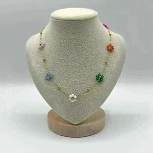 Spring Theme Flower Beaded Necklace